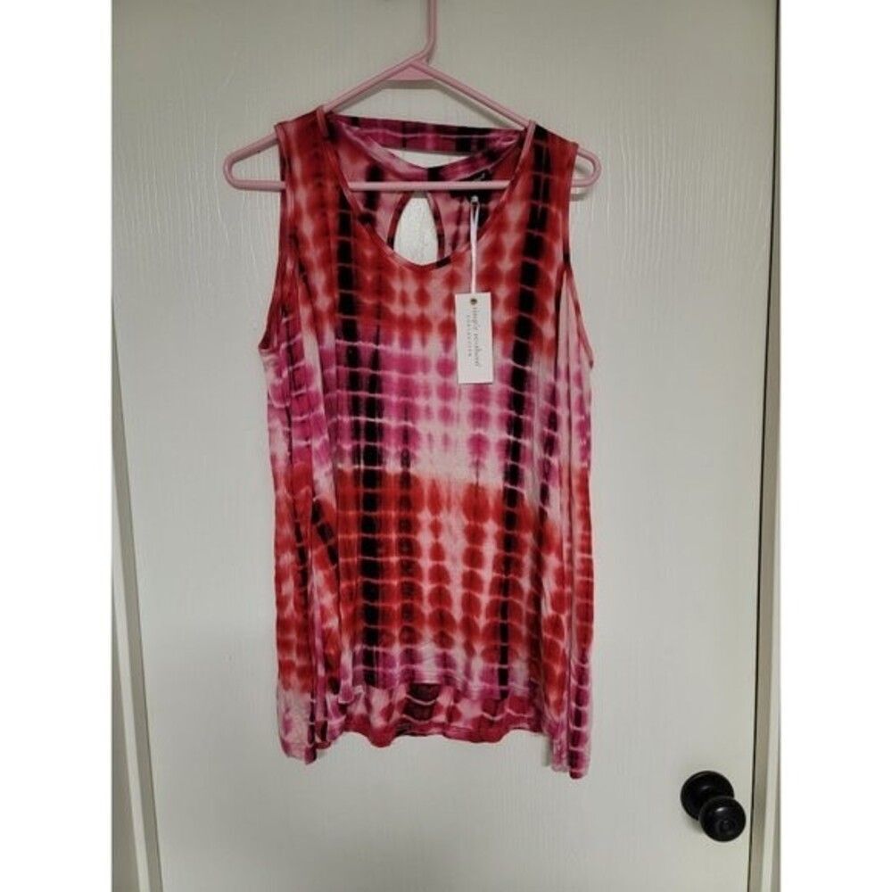 ~ NWT - womens pink & red tie dye open shouldered Simply Southern shirt - size M